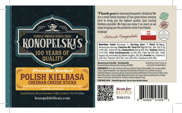 Kielbasa Sticks Variety - 16 Packs: 8 cheese / 8 original